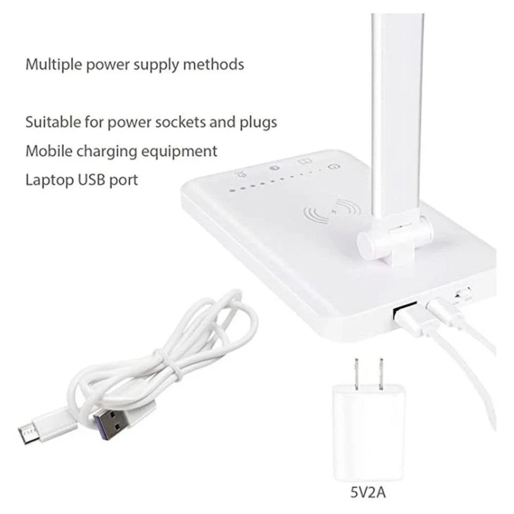 LED Desk Lamp Eye-Caring Table Lamps with Wireless Charger Touch Control
